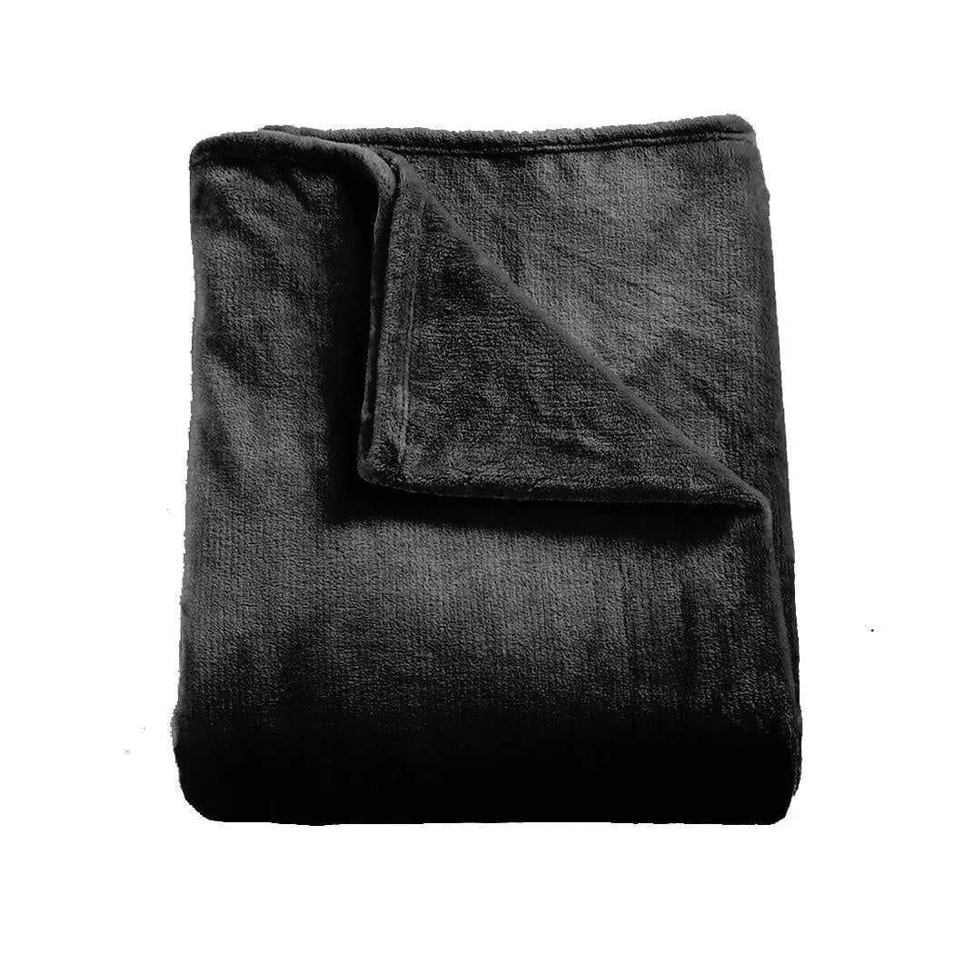 DreamZ 320GSM Ultra Soft Mink Blanket in Black, showcasing its plush texture and generous size, perfect for cozying up.